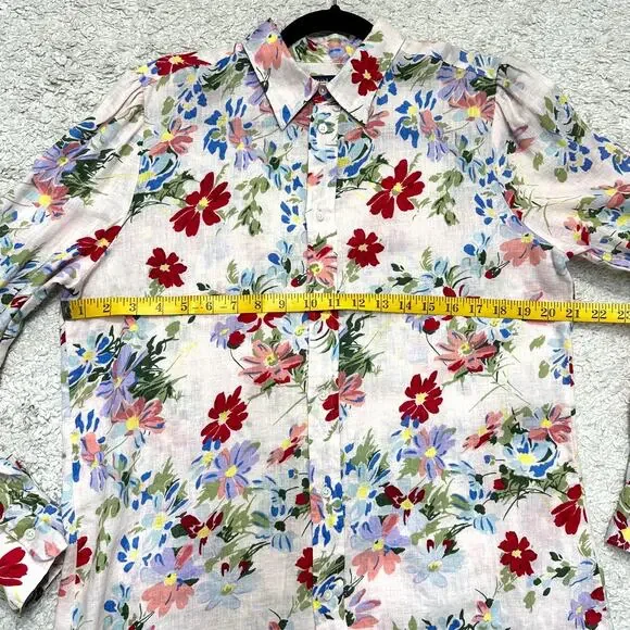 Polo Ralph Lauren Floral Linen Shirt Tunic Button Up Collared Blouse - Picture 5 of 10